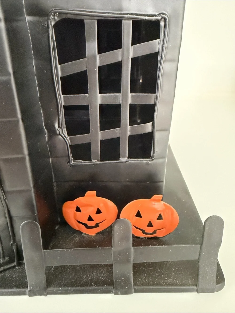 POTTERY BARN Haunted House Halloween Black Metal Tea light Candle Holder RETIRED